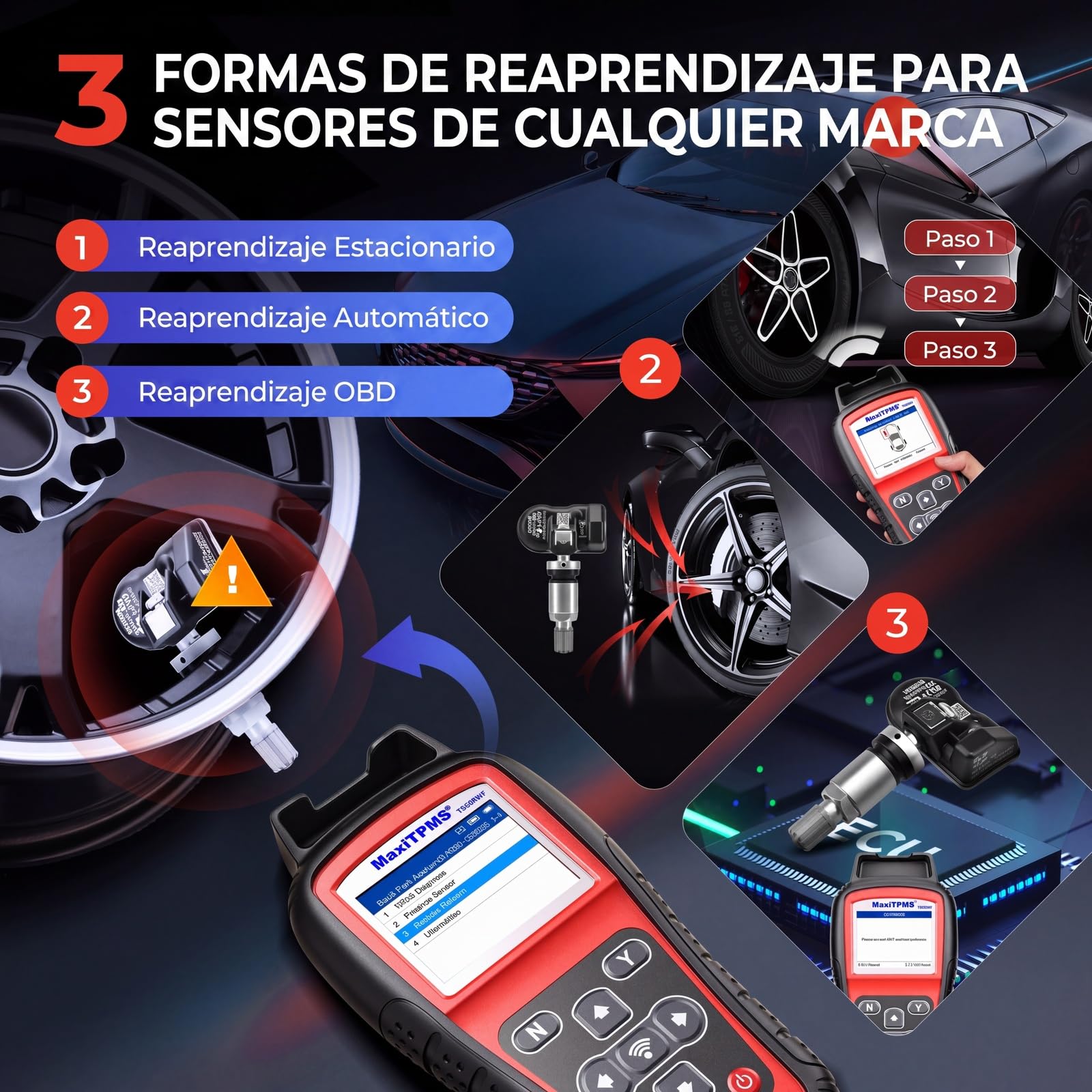 Autel MaxiTPMS TS508WF Herramienta de Programación TPMS, con 8PCS MX-Sensor(240€) WiFi Ver. TS508 TS501 Pro TS408S TS401 Herramienta de Reaprendizaje TPMS, Reiniciar/Reaprender/Activar Todos Sensores