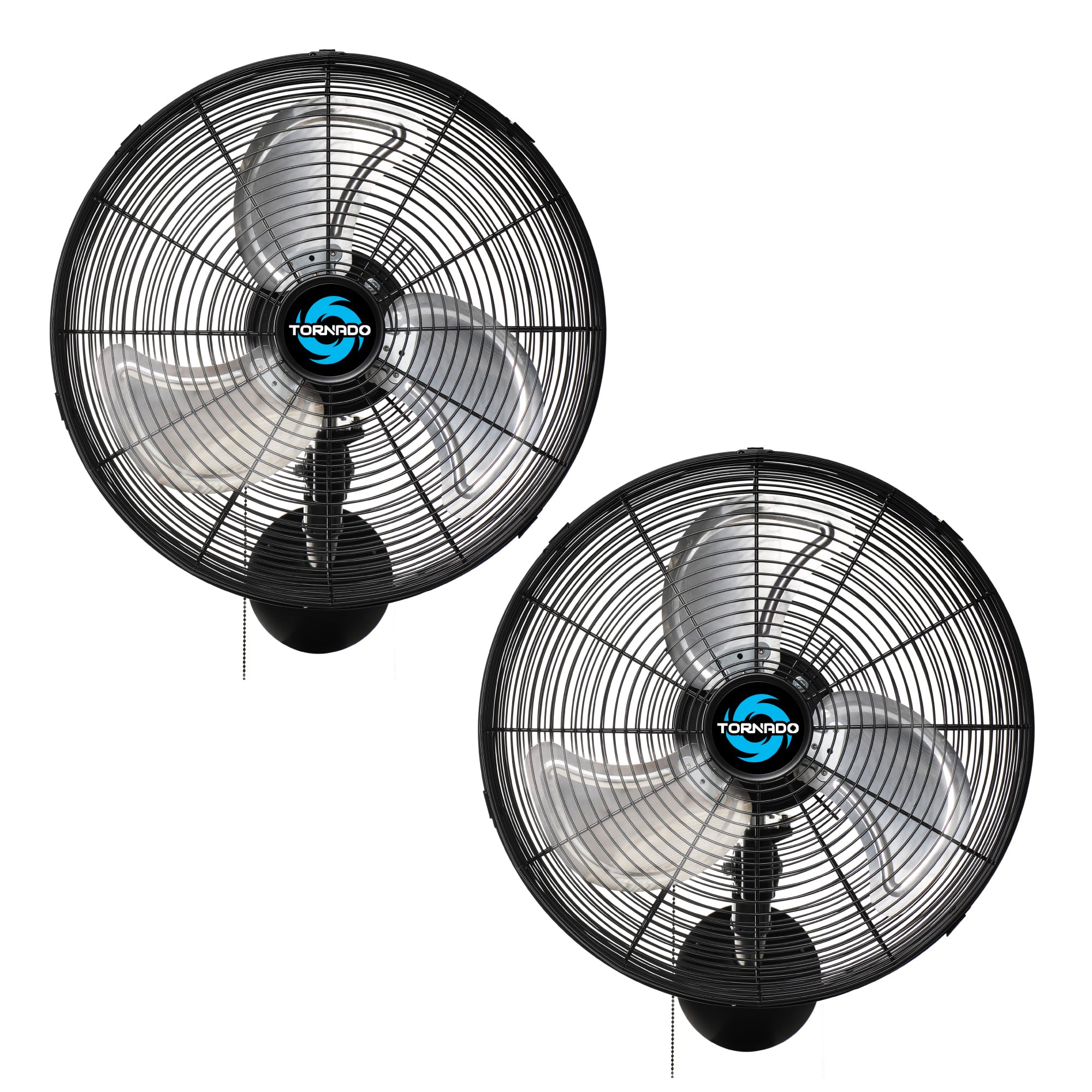 Tornado 2 Pack 16 Inch Pro Series Oscillating Wall Mount Fan -High Velocity Heavy Duty Metal Wall Mount Fan for Industrial, Commercial, Residential, and Greenhouse Use - UL Safety Listed