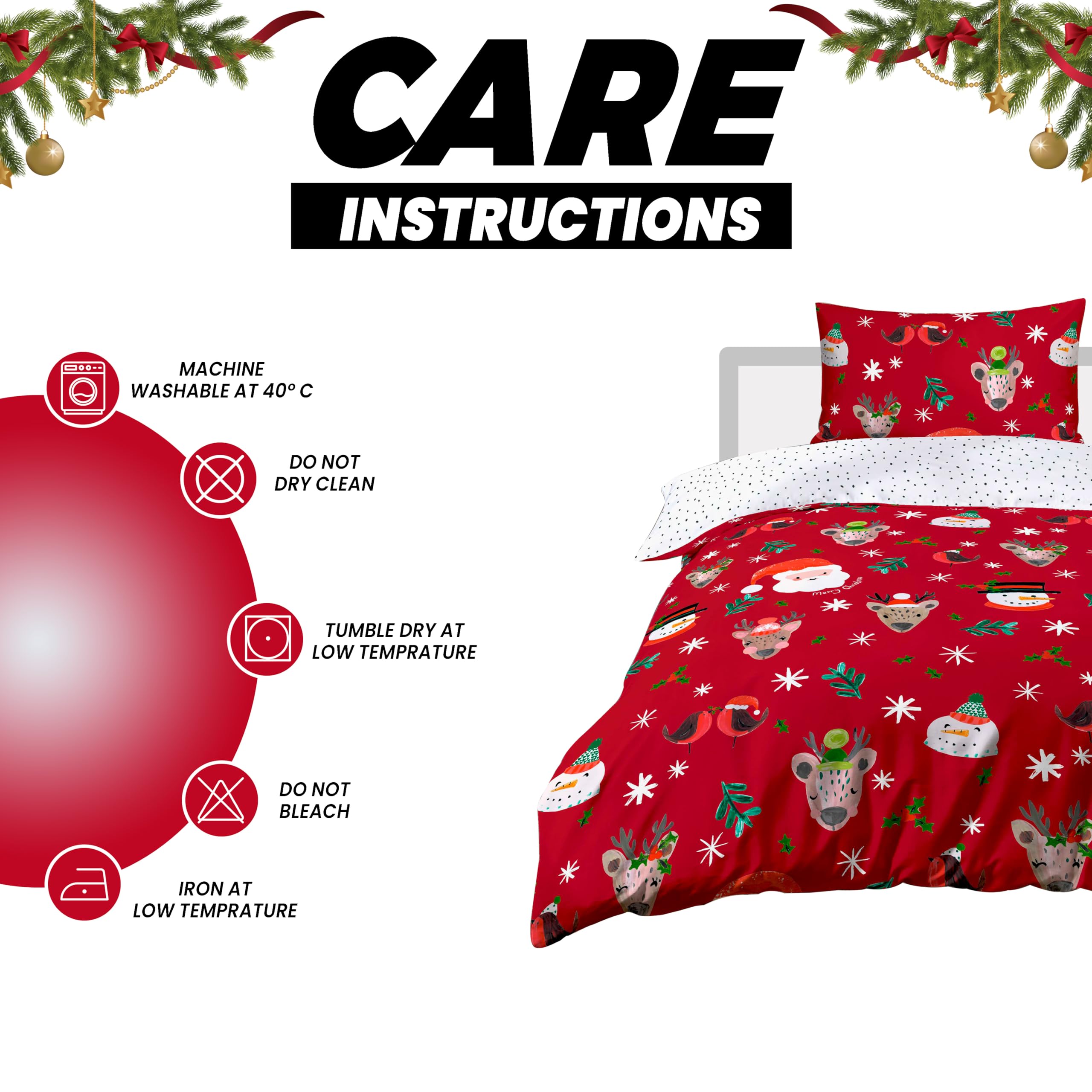 Olivia Rocco Christmas Santa & Friends Duvet Cover Set Festive Holiday Bedding with Santa Claus Comforter Quilt Covers Xmas Bed Set including Pillowcases - Image 4