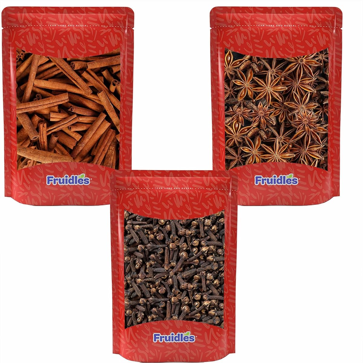 Fruidles Cinnamon Sticks, Star Anise and Whole Cloves, 3 Pack