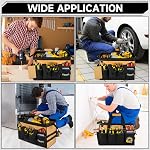 Sac à outils,16-Inch Sacs à outils pour hommes,27 Boîte à outils de poche Rangement Organisateur,Wide Mouth Toolbag Outils étui de transport pour papa, mécanicien, électricien, noir+brun,Bag seulement