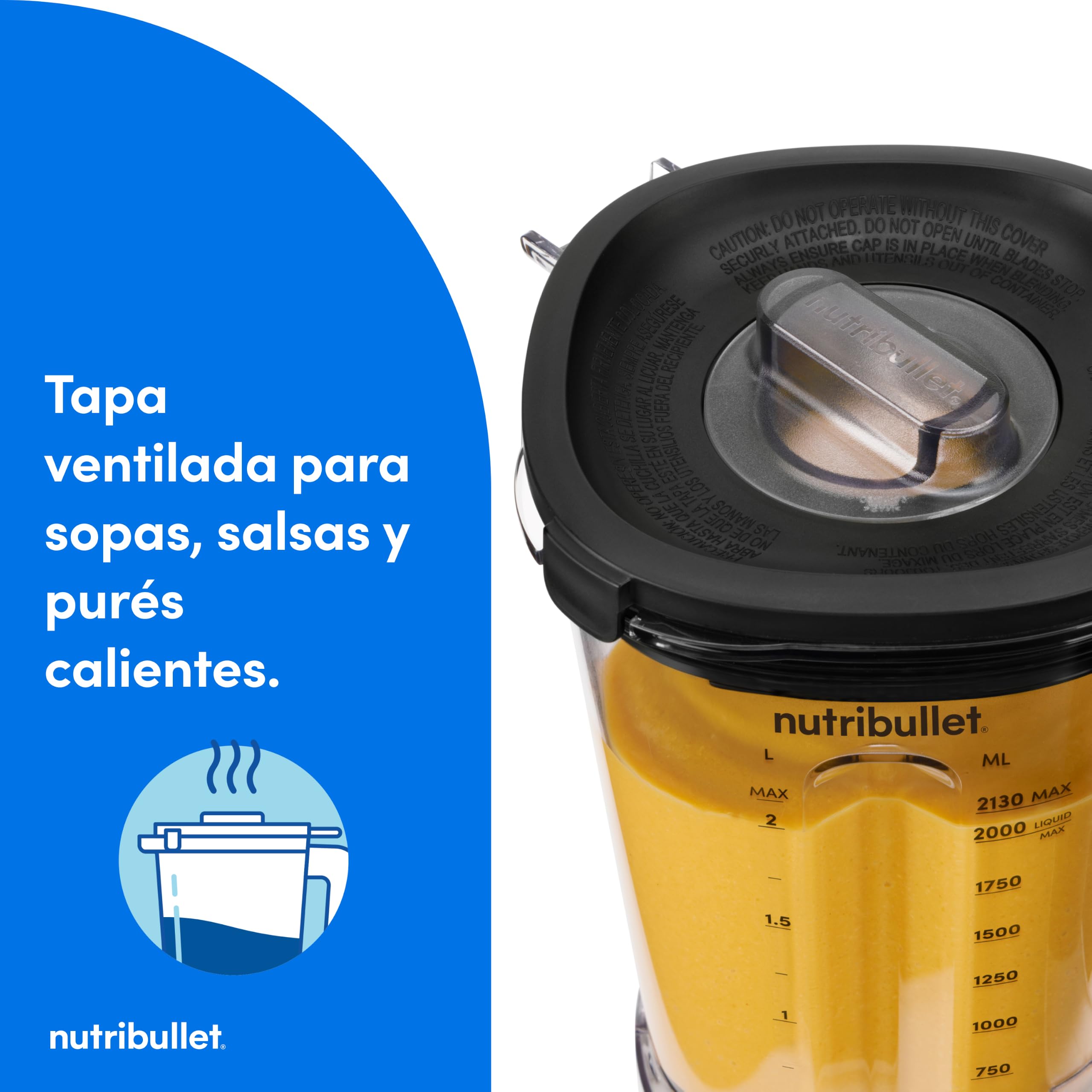 nutribullet Power Core™ Blender – Batidora de Vaso con Jarra XL de 2,1 L, Smoothies y Hielo Picado, 3 Velocidades + Pulse, Programa Smoothie Automático, 1200 W, Negro (NBF430MB)