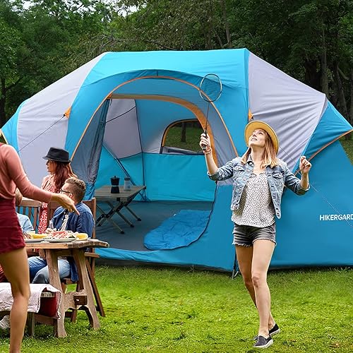 Miniatura 6 de HIKERGARDEN Tienda de Campaña para 10 Personas - Tienda Familiar Portátil de Fácil Instalación para Campamento, Tienda de Cúpula de Tela Resistente