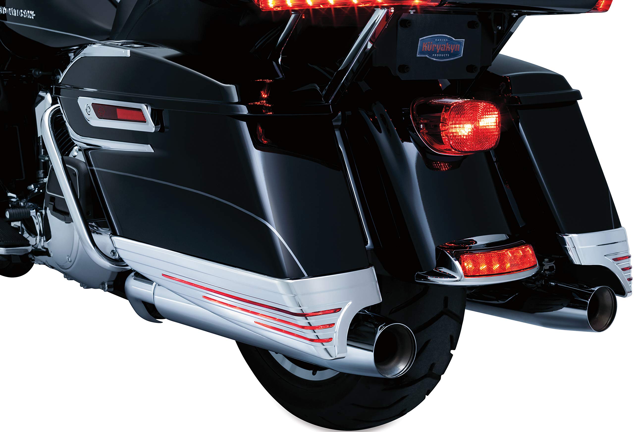 Kuryakyn 7292 Motorcycle Lighting Accent Accessory: LED Saddlebag Extensions with Red Lenses for 2014-19 Harley-Davidson Motorcycles, Chrome, 1 Pair