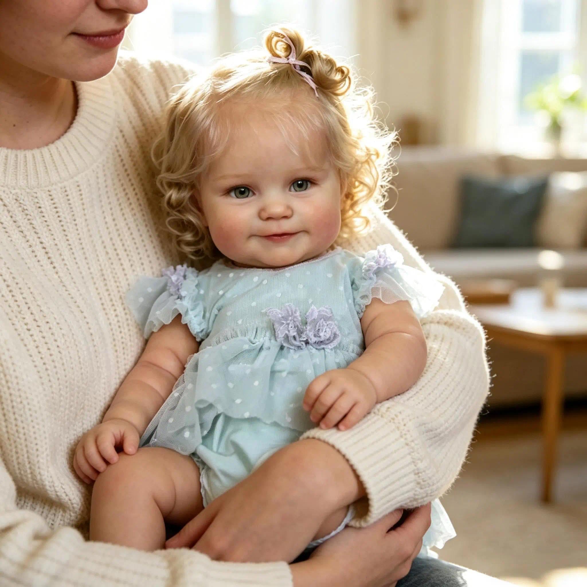 Zero Pam Bebe Reborn Fille Ouvrir Yeux, 50CM Poupée Princesse avec des Cheveux Implantés, Bebe Reborn Fille Silicone Plein Corps, Sourire comme Une Vraie Baby Poupée des pour 3 Enfants
