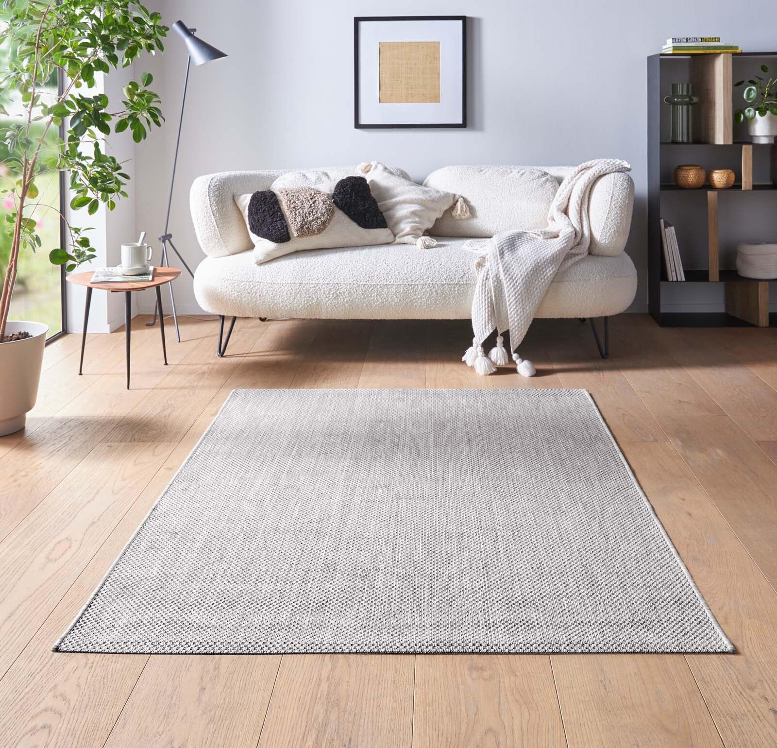 Taracarpet Teppich Flacher Kurzflorteppich für Wohnzimmer, Schlafzimmer und Kinderzimmer auch als Küchenteppich für die Küche in Sisal Optik Creme 140x200 cm