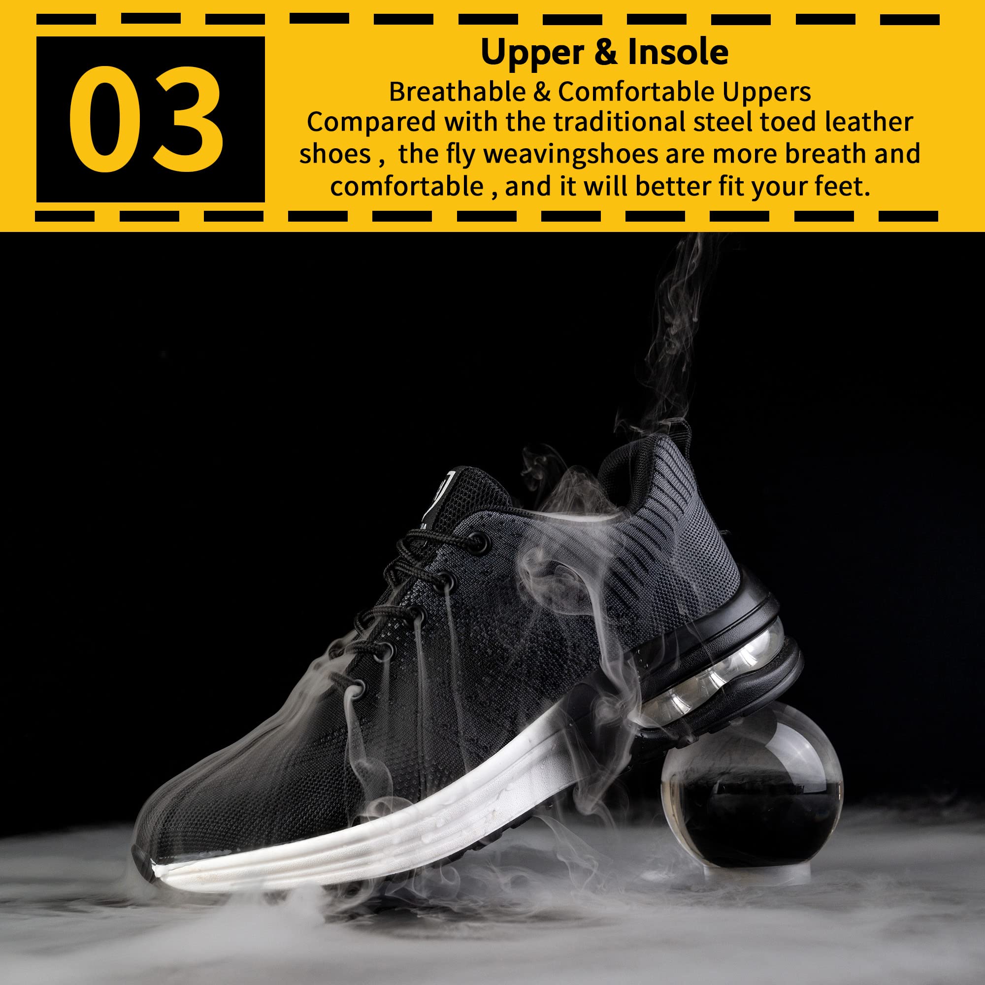 Scarpe Antinfortunistiche Scarpe da Lavoro Scarpe Sportive Leggere con Punta in Acciaio Sneakers Traspiranti con Puntale in Acciaio Uomo o Donna Taglia 35-46