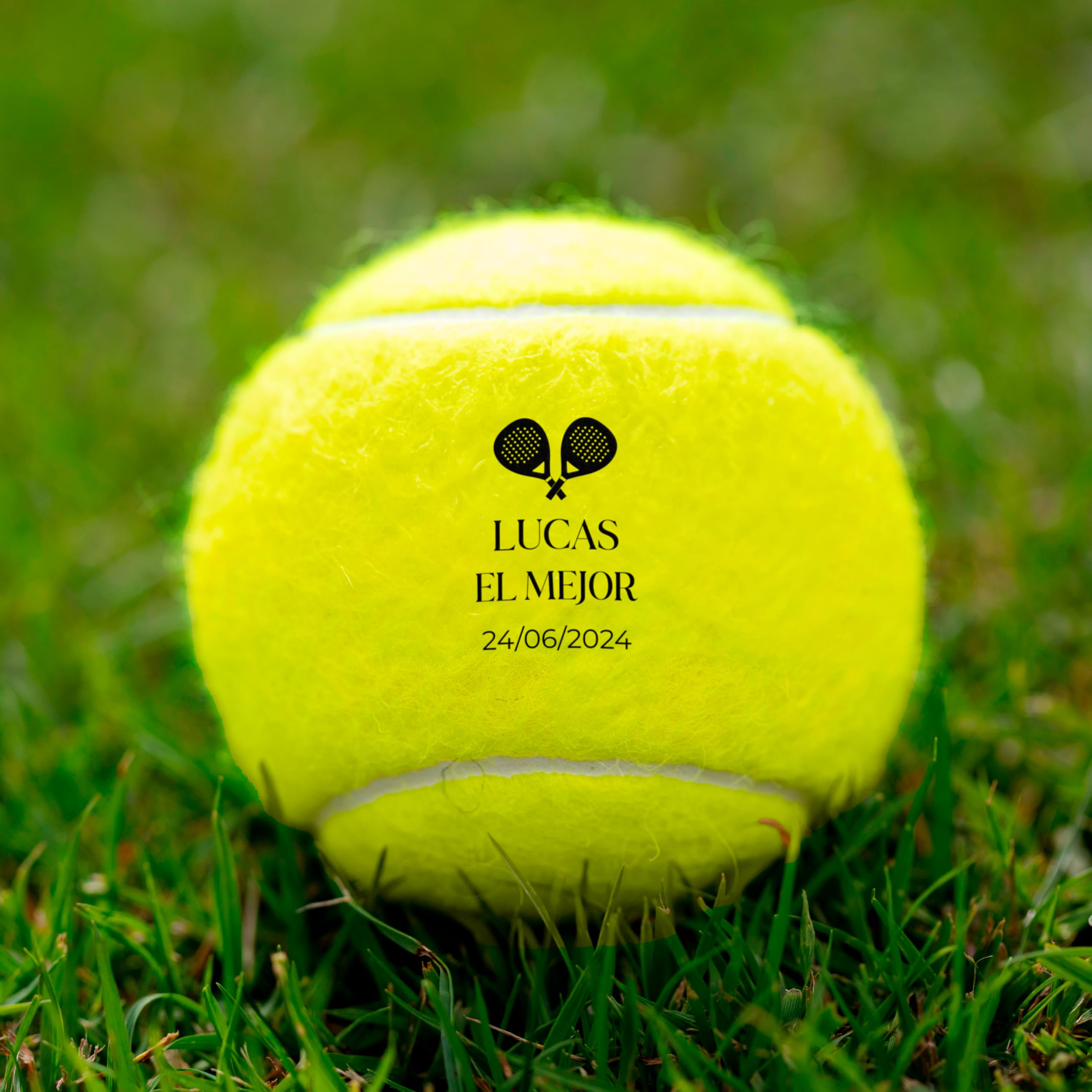 Personalizada Pelota de Tenis y Pádel Amarillo Rosa con Nombre