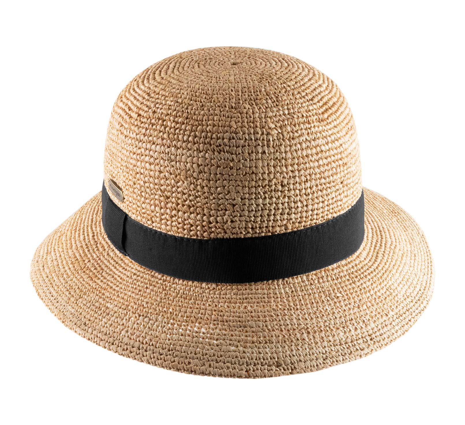 Chapeau Melon Paille Pliable, Femme Camille Raphia Fino