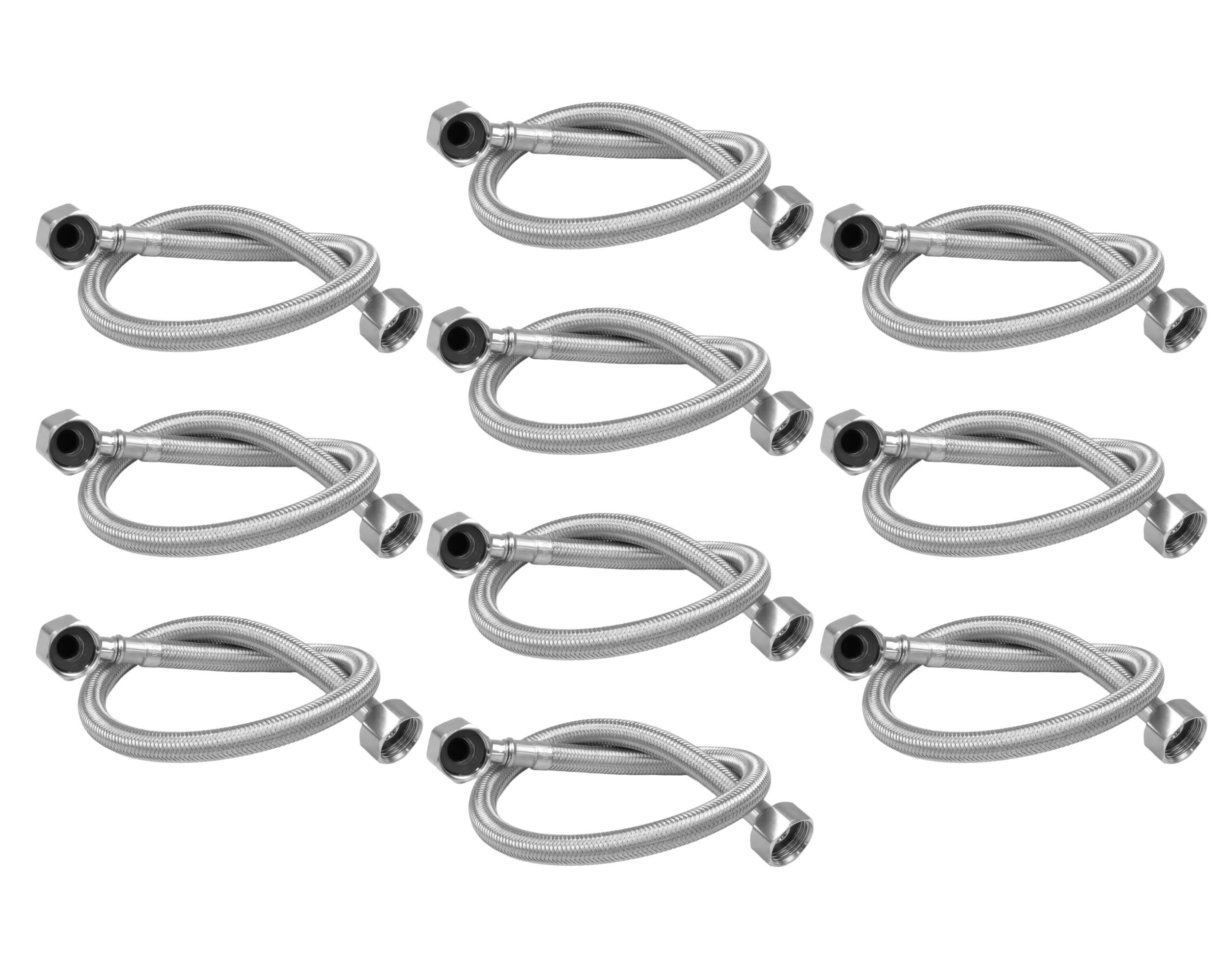 Xcel Home Men's Wras Approved Elbow 1/2 (90°) X 1/2 Bsp X 500Mm Flexible Pipe Connectors | 2 Sizes - 10 Pipes | Elbowed Stainless Steel Braided Flexi Pipes For Boilers, Plumbing Bathrooms, Kitchens