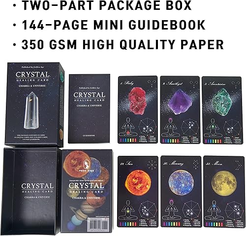 Miniatura 8 de PRIME MUSE Tarjetas curativas de cristales, baraja Oracle con juego de guía y bolsa de terciopelo (cristales y piedras curativas, cristales para