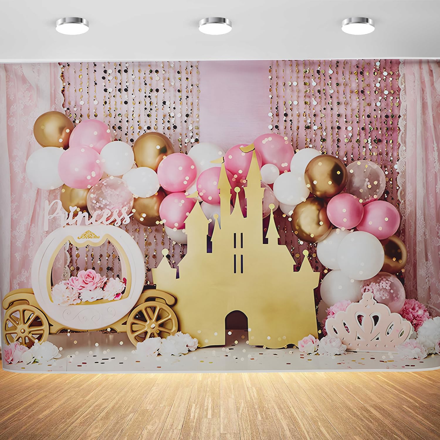 7x5ft Pink Princess Birthday Backdrop Sweet One Castle Photography Background Girls Happy Birthday Party Cake Table Banner Decorations Supplies Photo Booth Props