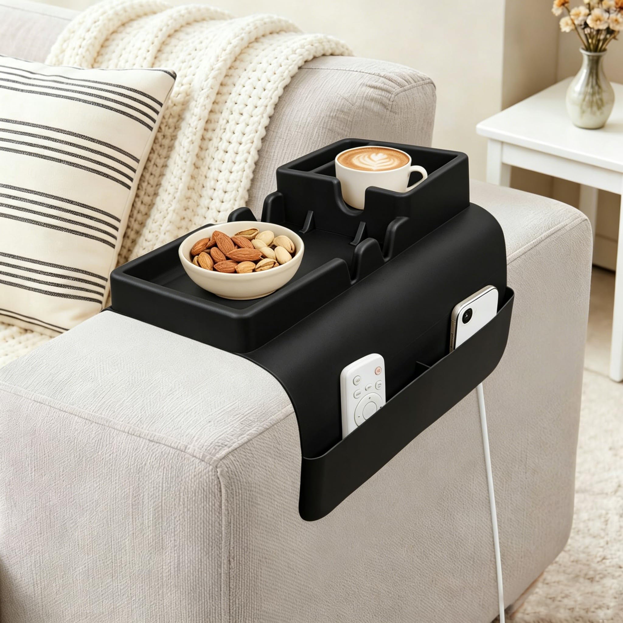 Silicone Sofa Arm Tray, Couch Cup Holder Tray, Sofa Armrest Organizer
