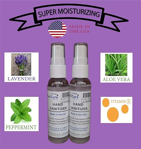 Miniatura 3 de Paquete de 2 aerosoles desinfectantes hidratantes de manos de lavanda y menta, con lavanda orgánica, aceites esenciales de menta, aloe vera y