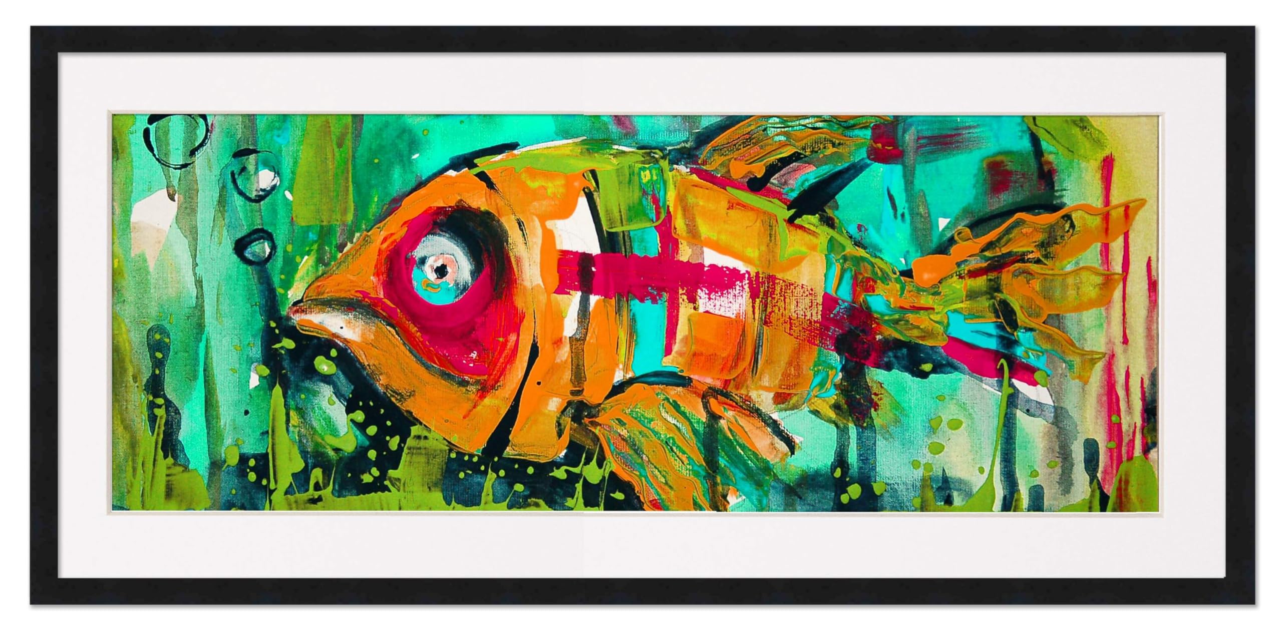 A3フレーム込み「MAAAT JAM」グラフィティ 絵画 Amazon.com - 5x15 Frame with Mat - Black 8x18 Frame Wood Made to