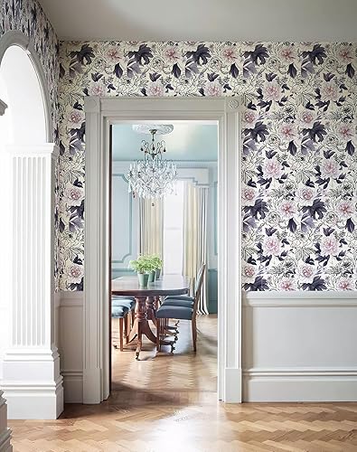 Miniatura 5 de Papel tapiz autoadhesivo para despegar y pegar, diseño floral de acuarela, papel de contacto autoadhesivo para dormitorio y baño (118.11 x 17.7