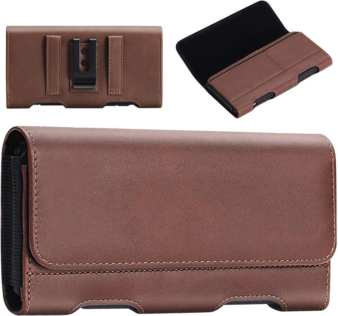 BECPLT for Galaxy S25 Ultra S24+ S23 Ultra Holster Leather Carrying Cell Phone Holder Belt Clip Holster Case Pouch Brown