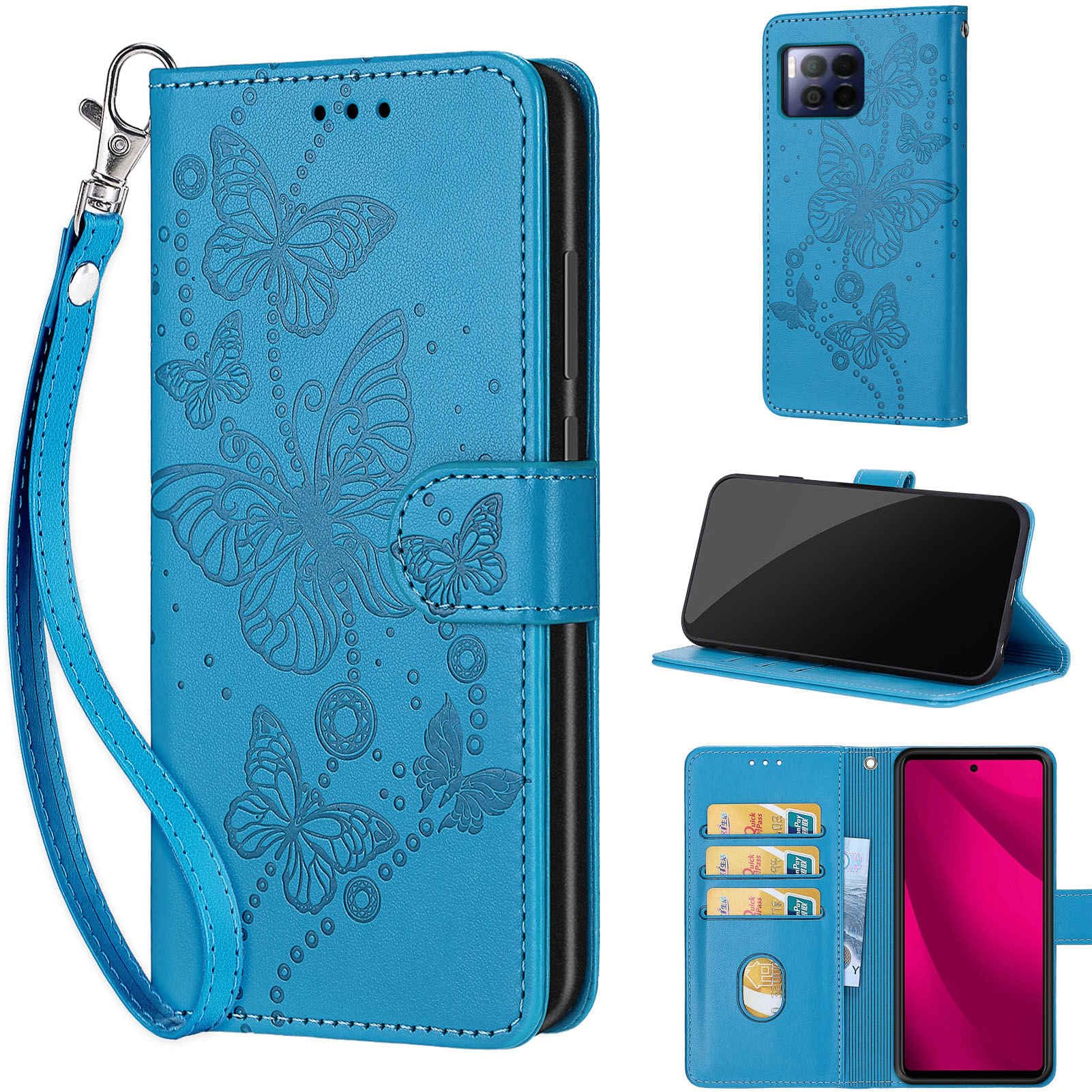 Designed for T-Mobile Revvl 7 Pro 5G Case Wallet,Women Flip Folio Cover with Embossed PU Leather Stand Credit Card Holders Slots Wrist Strap Phone