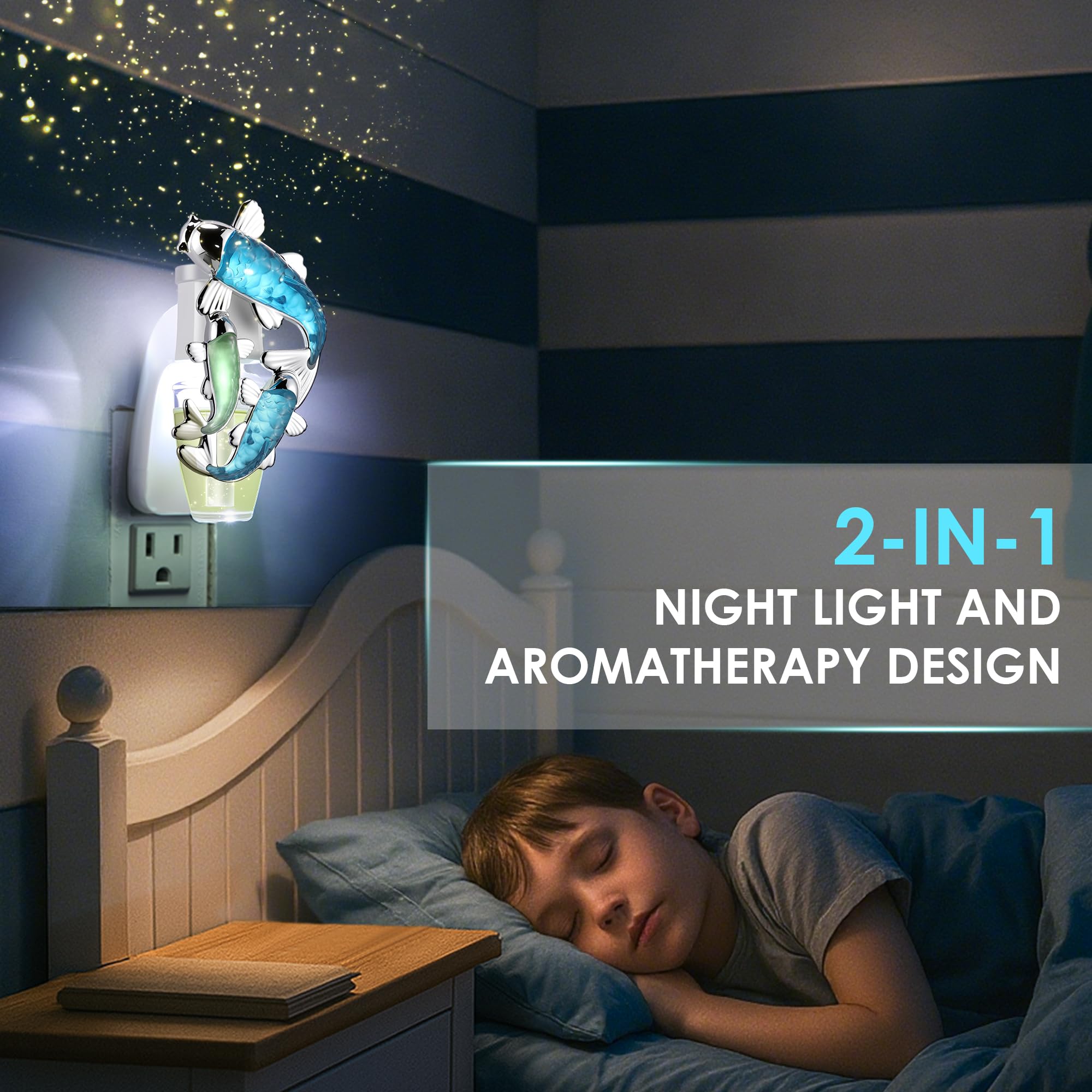 Hohean Wall Fragrance Plug in Compatible with Bath and Body Works WallFlower, Scent Diffuser with Night Light, ETL Certified, Long Lasting Scented Warmer Diffuser Home Office (): Elegant Fish Style