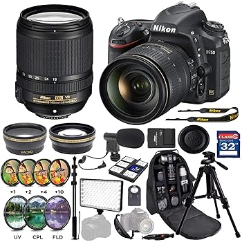 Amazon.com: Nikon D750 - Cámara réflex digital de 24,3 MP con Nikon AF-S DX NIKKOR 0.709-5.512 in f/3,5-5,6G ED (lente de reducción de vibración, lente de zoom): Camera \u0026 Photo