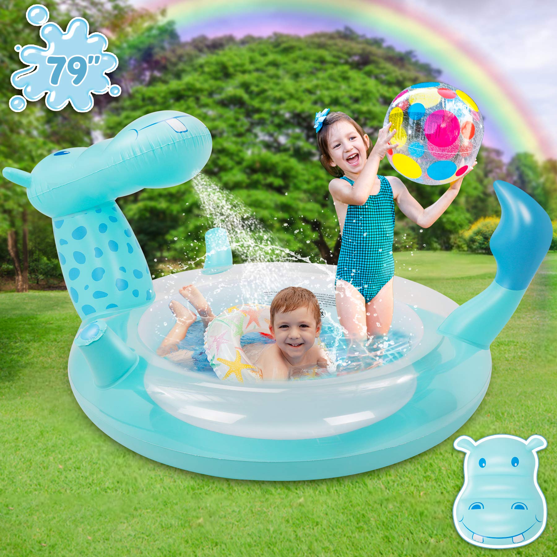 Buy Splash Pad Inflatable Kids Sprinkler Pool,79'' x 69'' x15'' Kids