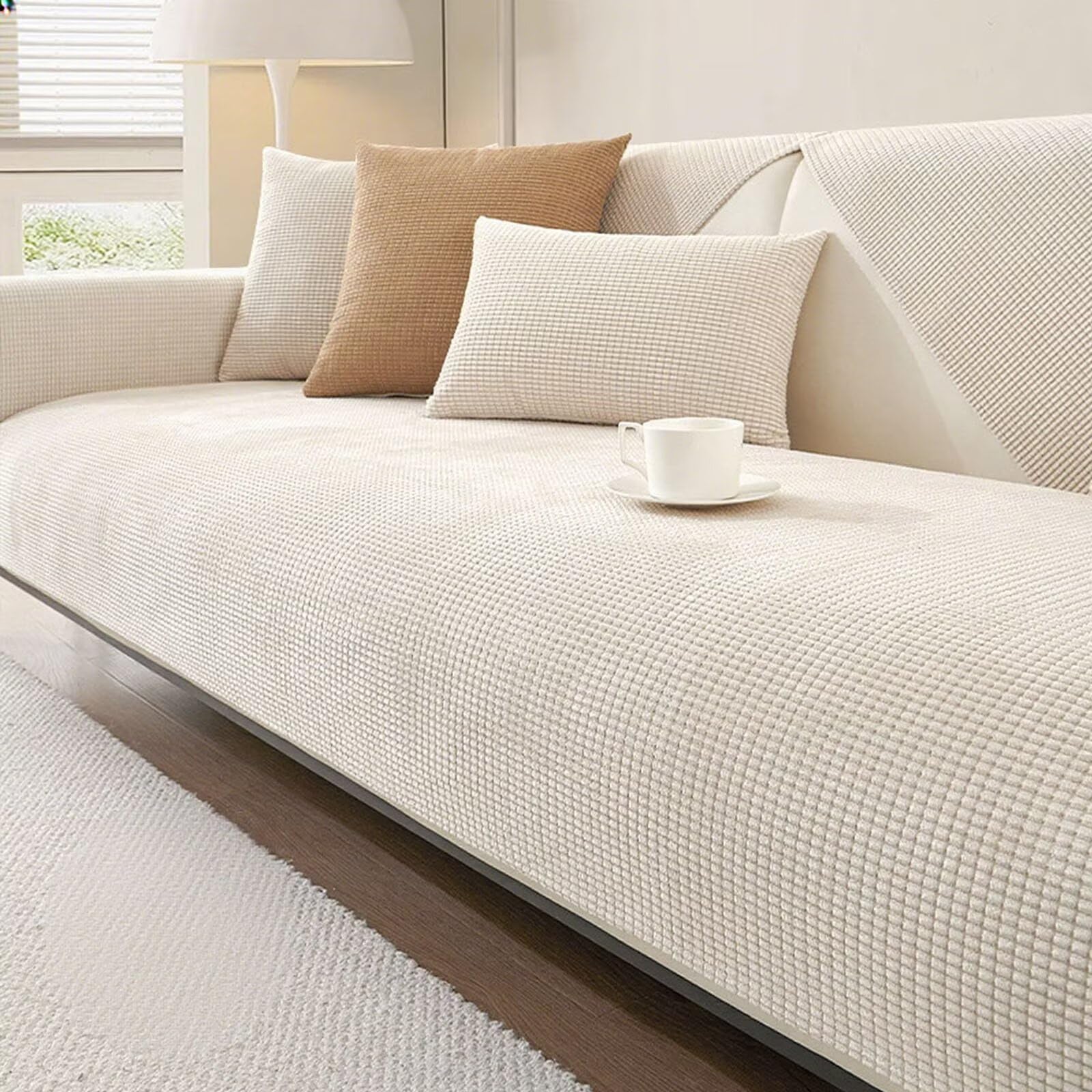 Bettschlange Sofa Überzug Wasserdicht - Universelle Sofabezug L/U Form, Sofaschoner rutschfest 2 3 4 Sitzer, Weiß, 110x180cm