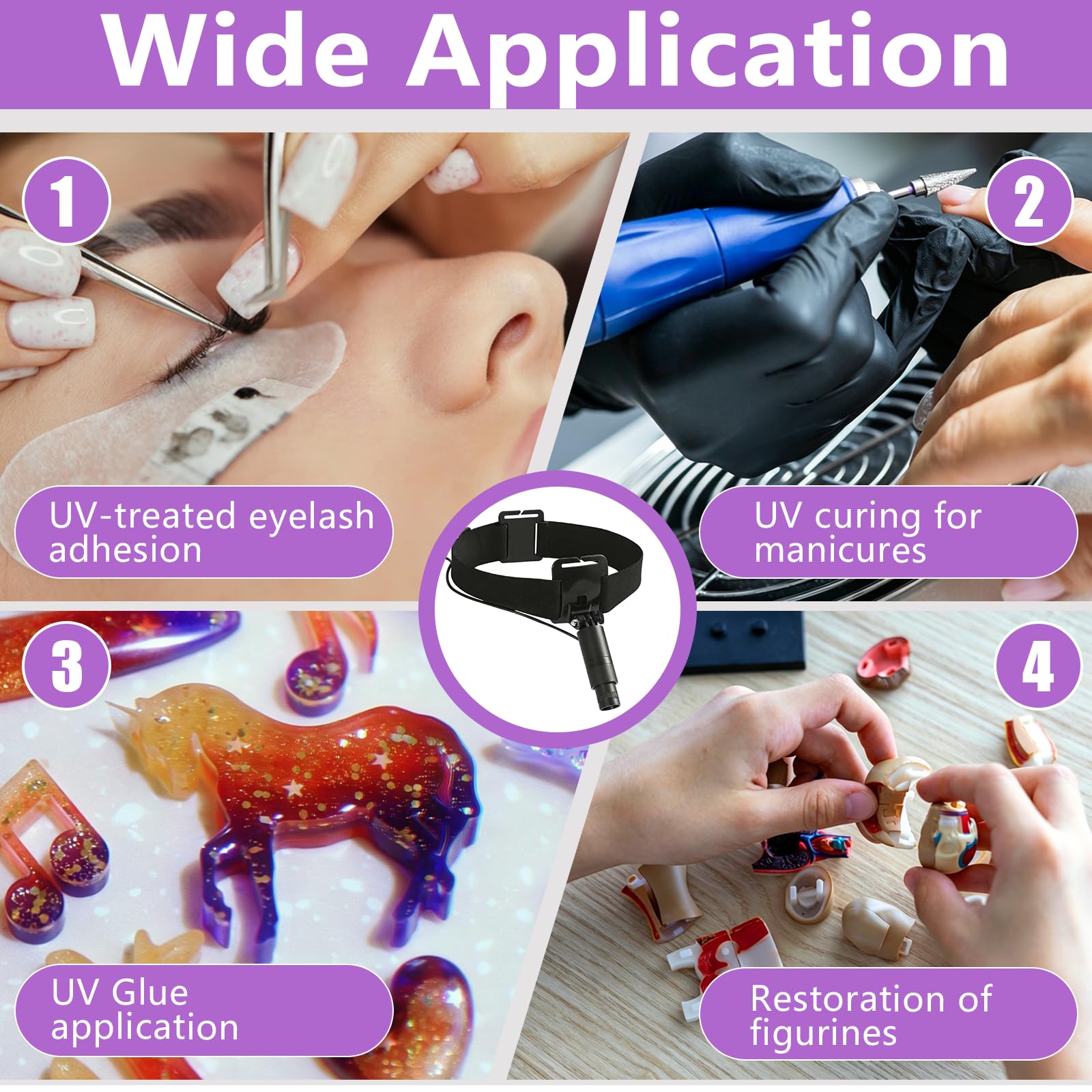 Wimpern Lampe Tragbar, 6W UV Wimpernlampe mit 1-2 Sekunden Ausgehärtet Kosmetiklampe Einstellbare Wimpernlicht für Wimpernverlängerung mit Wimpernaufkleber Fußschalter Schutzbrille