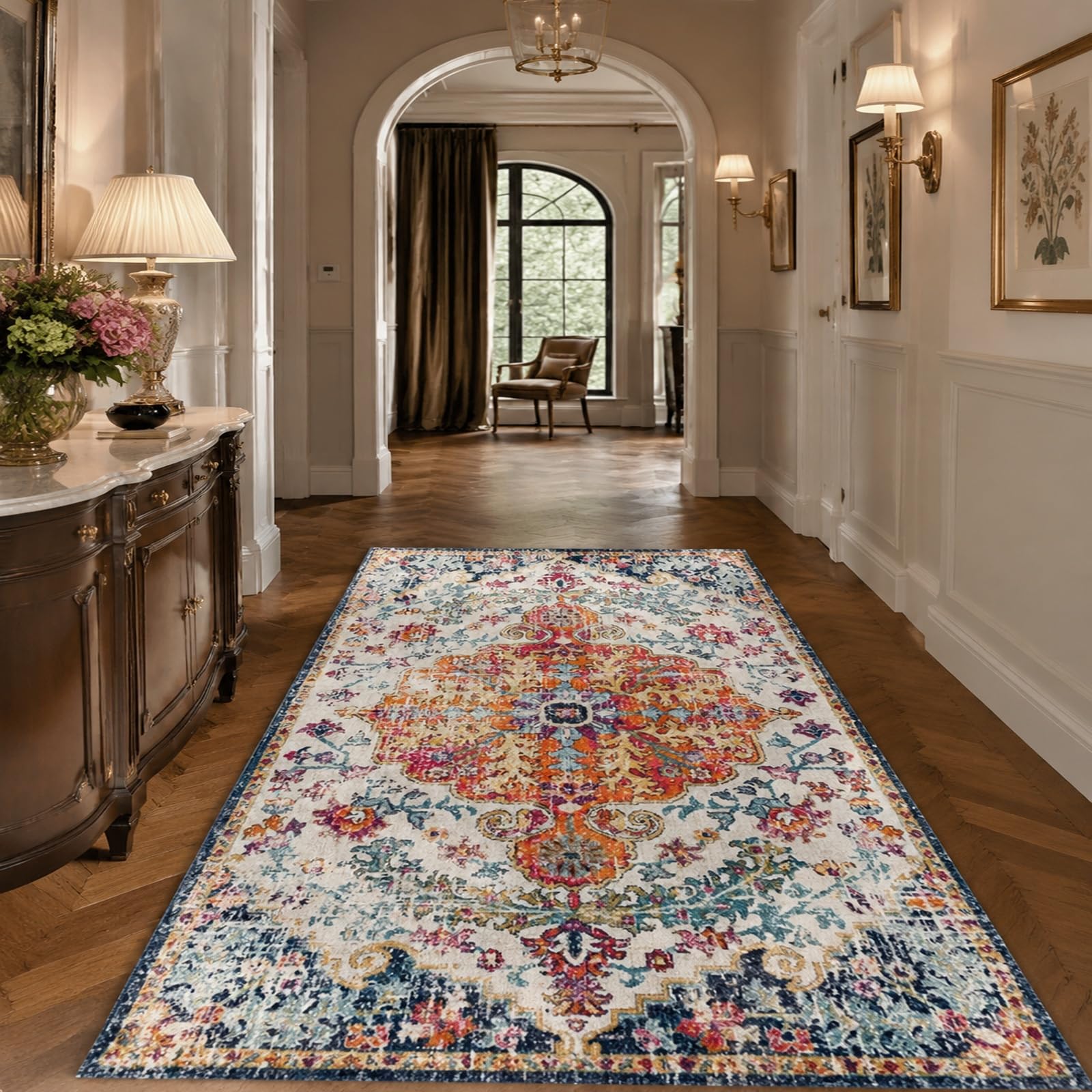 Kwadratowe dywany, 150 x 150 cm, vintage, orientalny, kwiatowy, beżowy, czerwony, pomarańczowy, niebieski, fioletowy, zielony, dywan na drewniane podłogi, wystrój domu, salonu, jadalni
