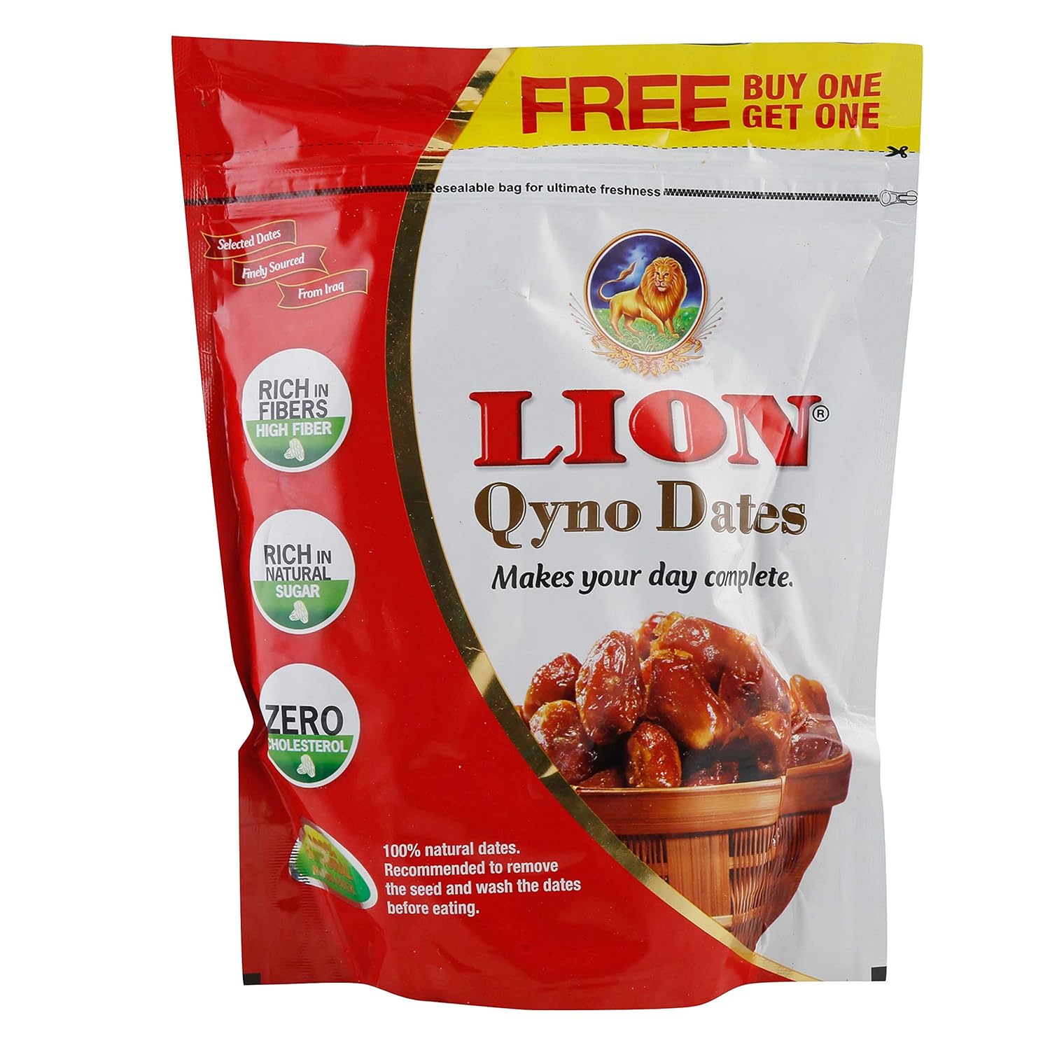 Lion Qyno Seeded Dates, 500g (Dried,Buy 1 get 1 Free) Amazon.in