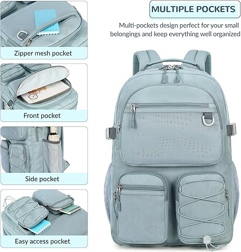 Miniatura 6 de Lohol Mochila resistente al agua con múltiples bolsillos para viajes al aire libre, universidad, mochila para laptop de 15.6 pulgadas para hombres y