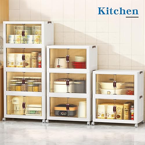 Miniatura 6 de YFXCVSL Contenedores de almacenamiento apilables, contenedores de almacenamiento plegables para dormitorio, contenedores de almacenamiento con tapas