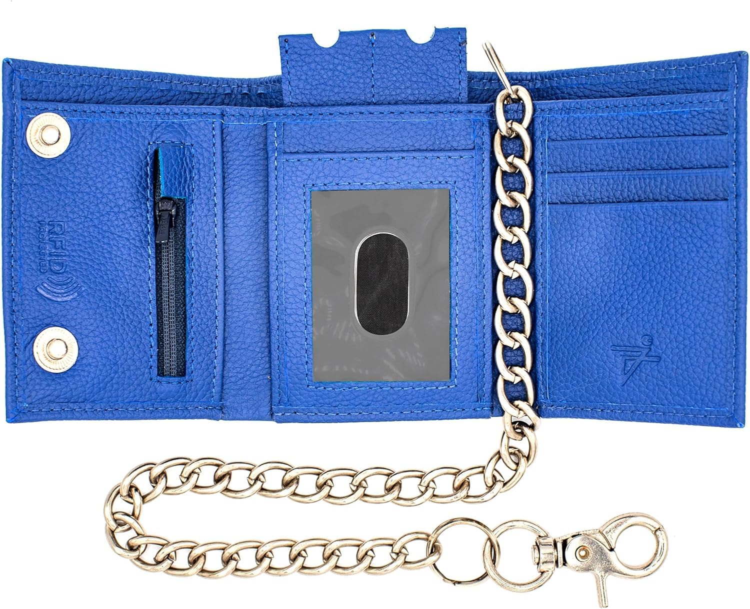 Chain Wallets for Men Biker Chains Top-Grain Cow Leather Trifold Wallet With Chain RFID-Safe Snake Texture, Durable Wallet Leather Wallets Design In