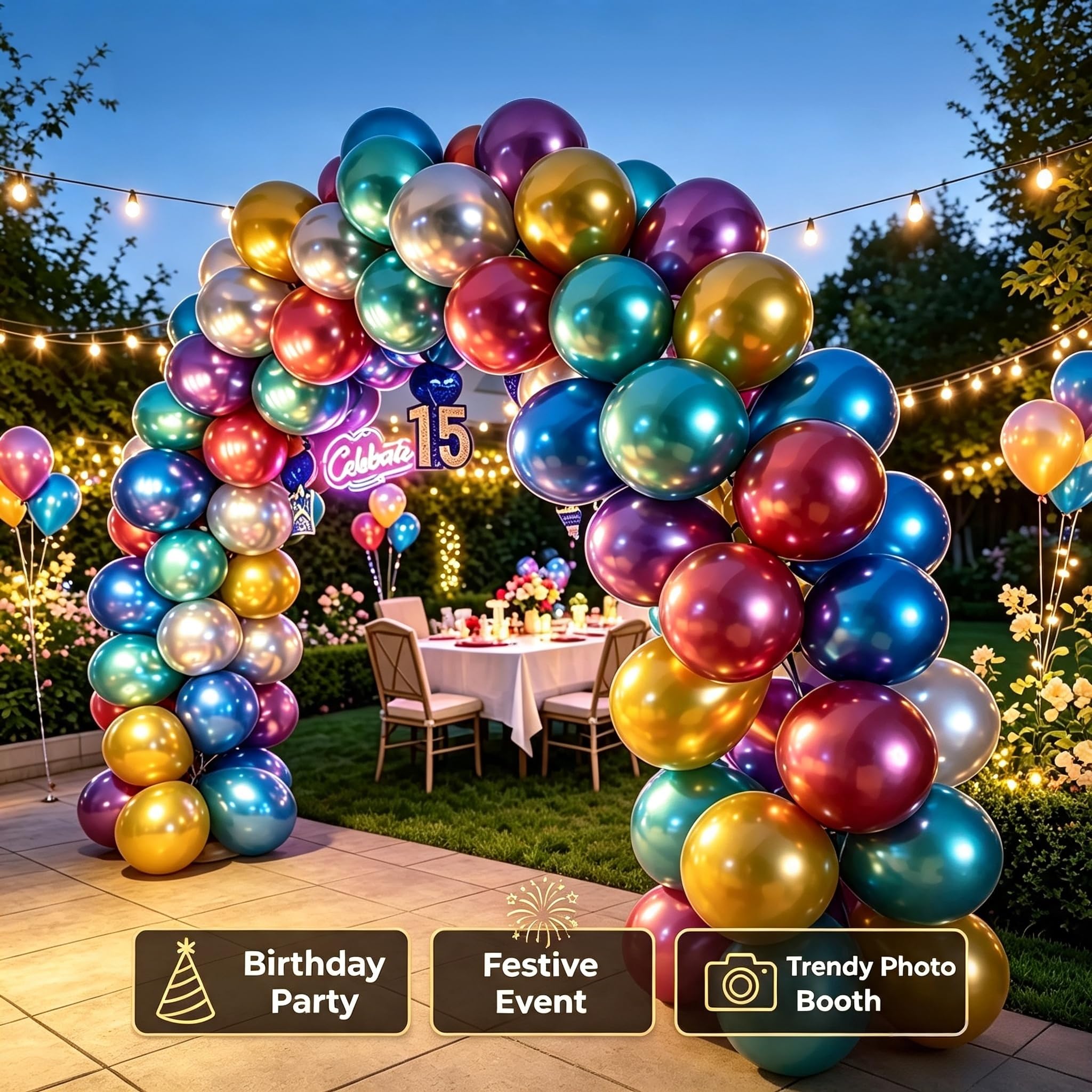 100 Pack 12 Inch Bright Chrome Metallic Latex Helium Birthday Balloons — Amazon image 5