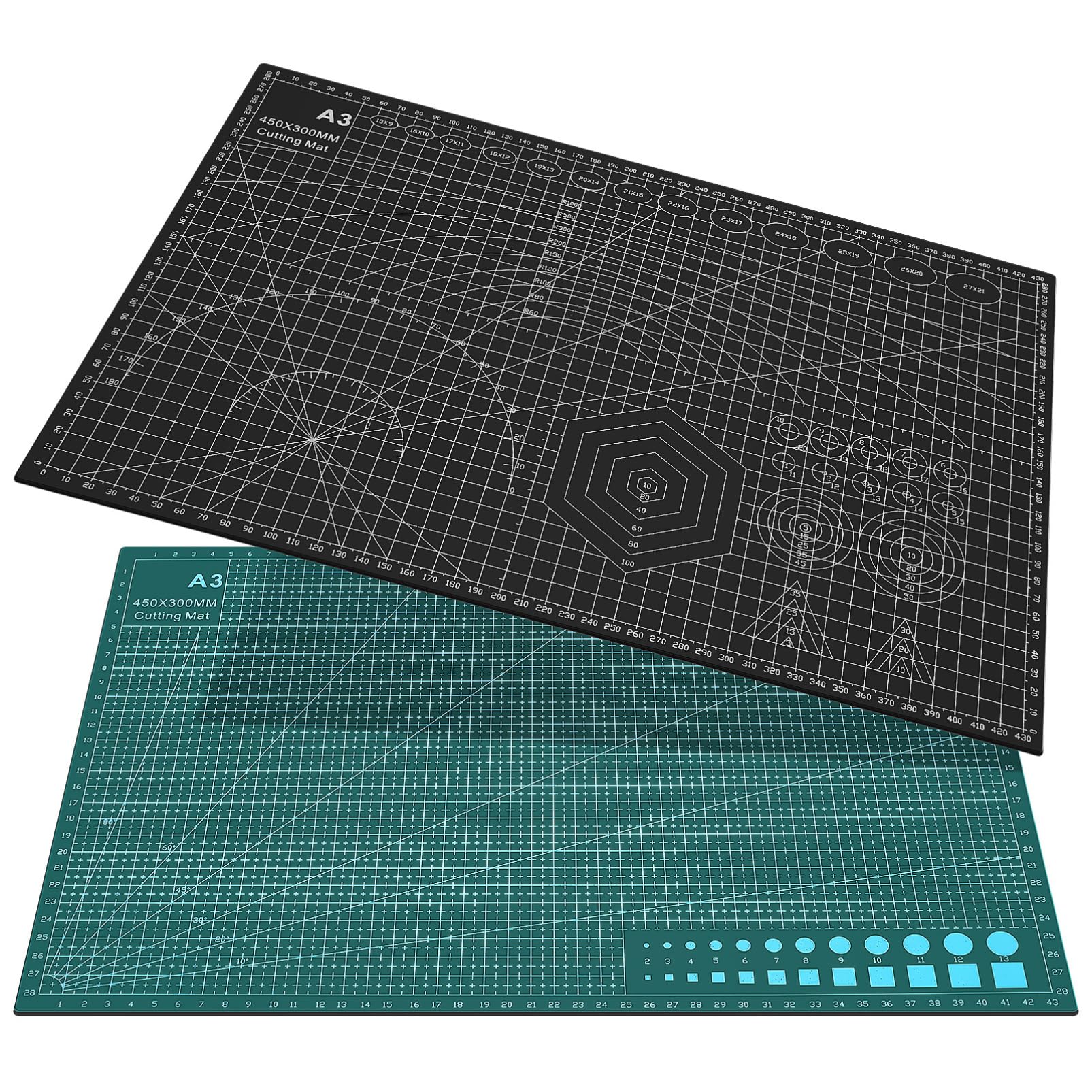 Tapis de Découpe Quadrillé en Pvc 2 Pièces pour Couture