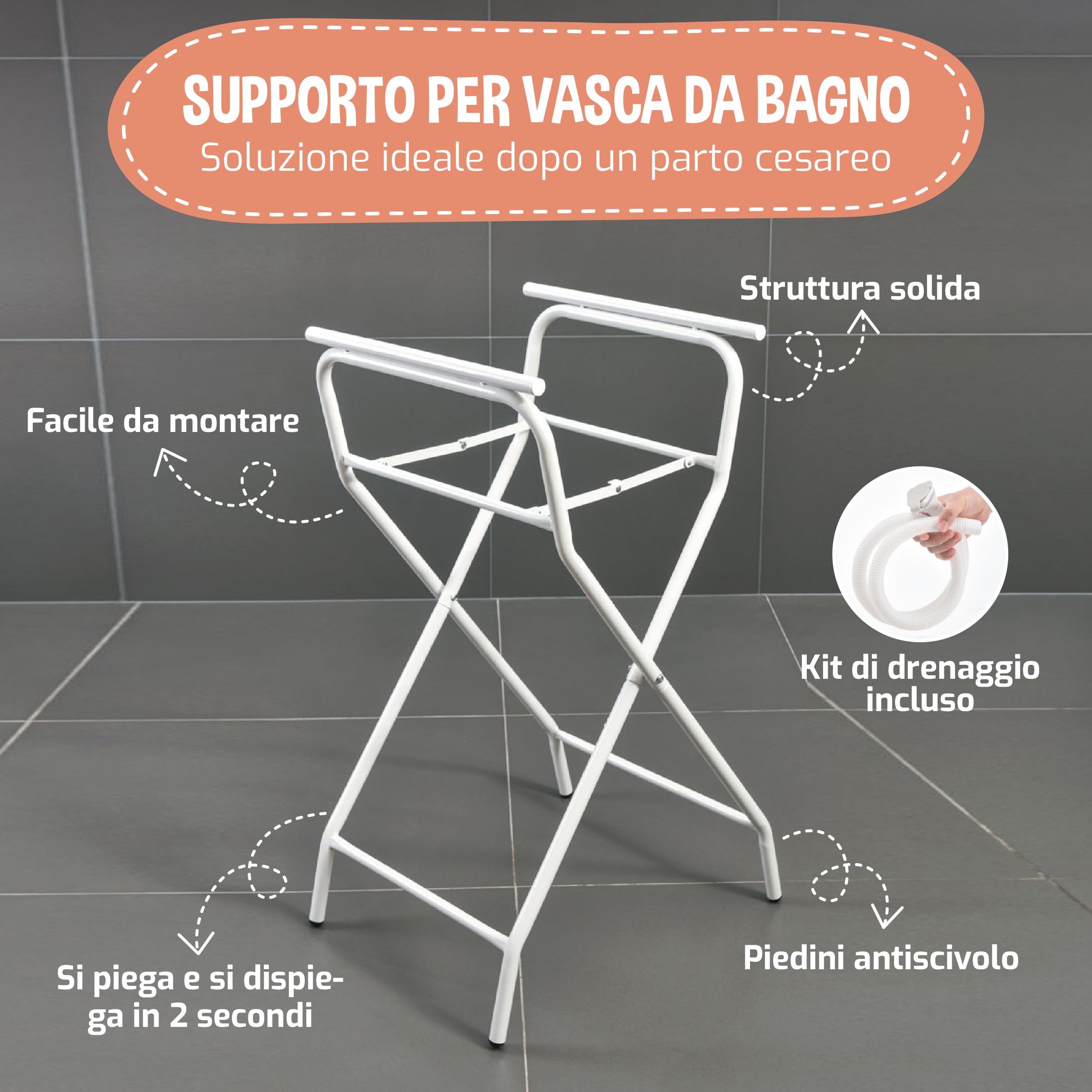 Vasca da bagno pieghevole per bambini, grande vasca da bagno Xxl con supporto/termometro 2.0 / sedile e kit di drenaggio, vasca per bambini, ideale per la doccia, dalla nascita ai 3 anni, regalo per