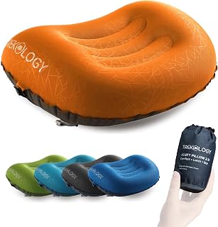 TREKOLOGY ALUFT 2.0 Ultralight Inflatable Camping Pillow - Compact 3.9oz Travel Pillow for Hiking, Backpacking, Neck & Lumbar Support