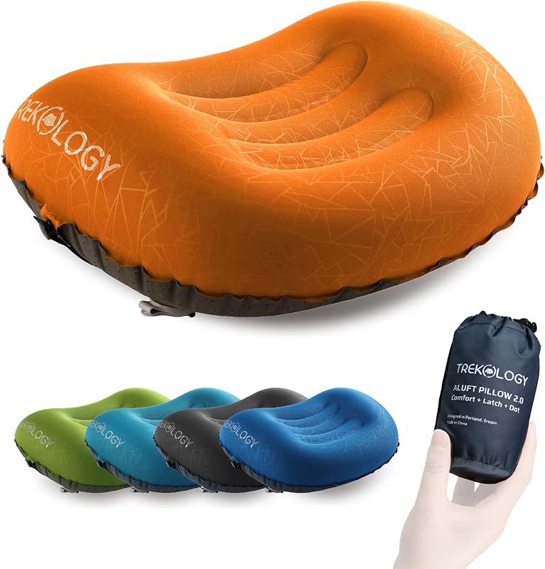 Aluft 2.0 Almohada inflable pequeña para acampar para mochileros y viajes | Cojín de aire inflable ultraligero, portátil y compacto para senderismo, campamento, playa, dormir, reposacabezas, cuello y soporte lumbar plegables
