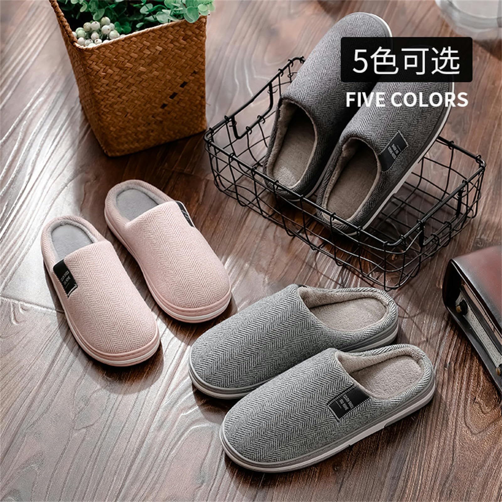 Ciabatte Donna Invernali Pantofole di Cotone Maschile per Uso Domestico in Autunno E Inverno, Non Slip, Pantofole Pelose Calde Interne-coffee2-36-37