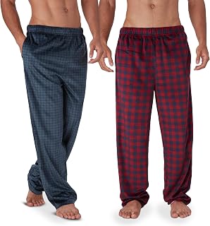 Dockers Men's Fleece Pajama Pants 2-Pack, Soft Lounge Sleepwear with Pockets
