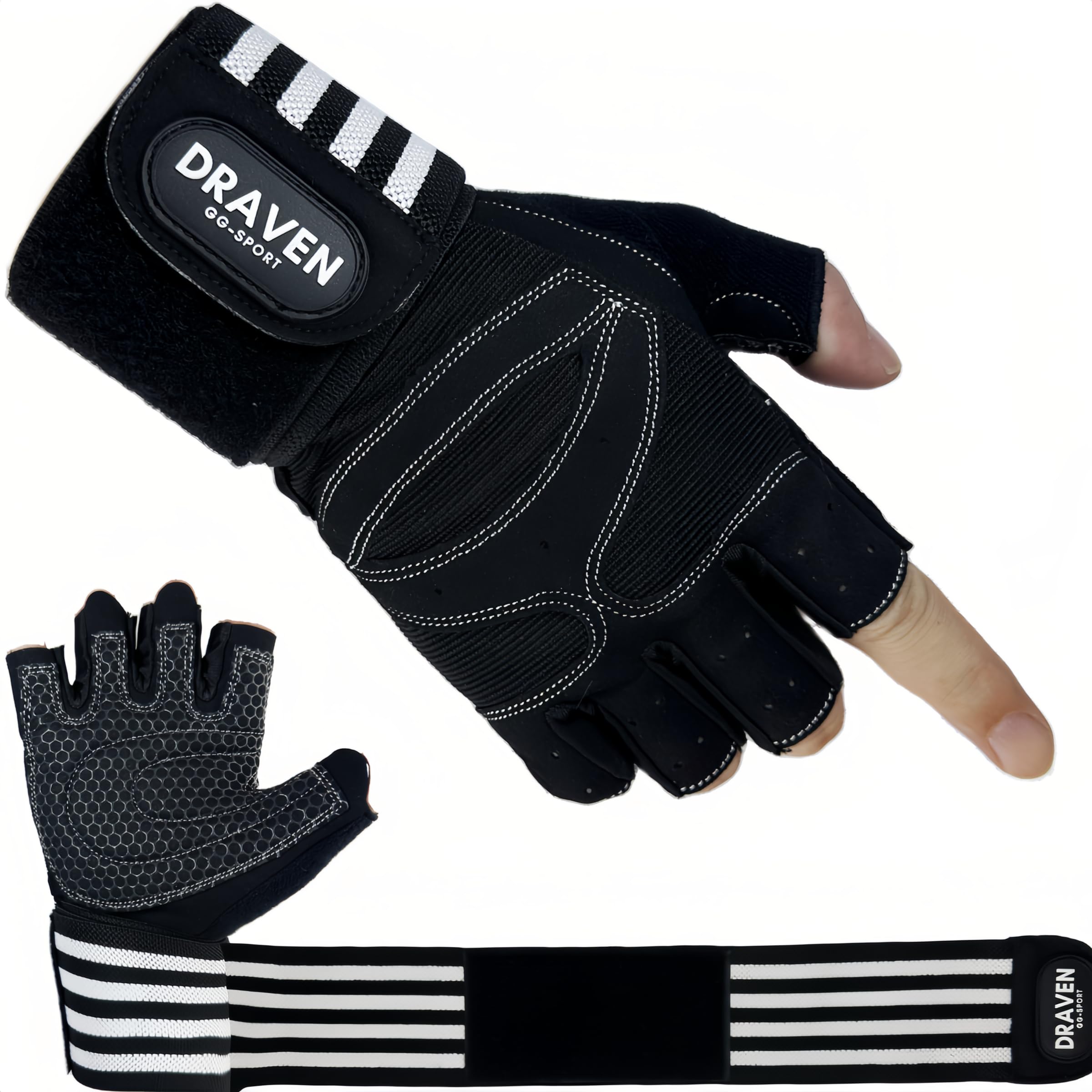 DRAVEN-GG Gym Gloves Men - Silicone Non-slip Palm Pad,enhanced Grip,high Performance, Breathable, Durable Workout Gloves - Wrist Support Fitness Gloves For Sport, Exercise, Weightlifting And Training