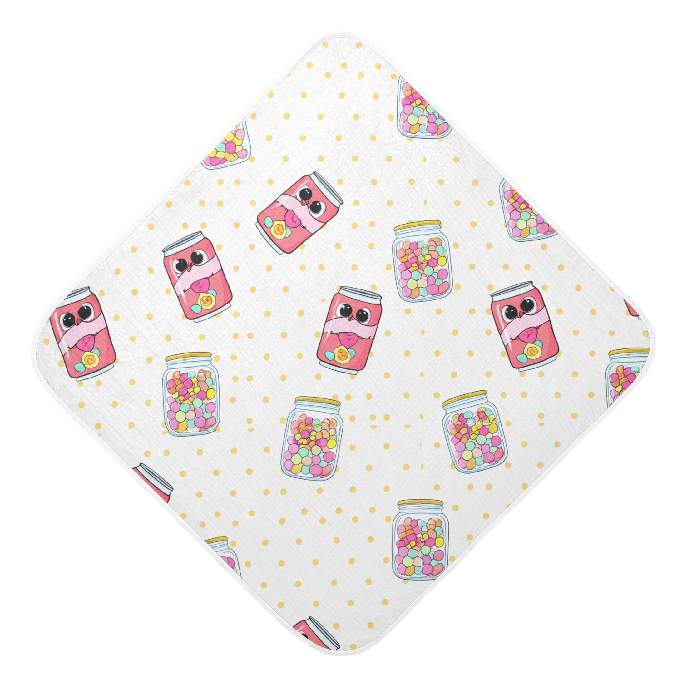 Kigai Baby Hooded Towel Absorbent Baby Bath Shower Towel with Hood for Newborn Boys Girls Babies Infant Toddler (Cute Food Items 35 x 35 in)