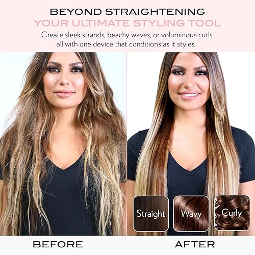 Miniatura 5 de NuMe Megastar Plancha plana de turmalina para el cabello, Placas flotantes de 1 pulgada con refuerzo de iones negativos, tira de luz infrarroja,