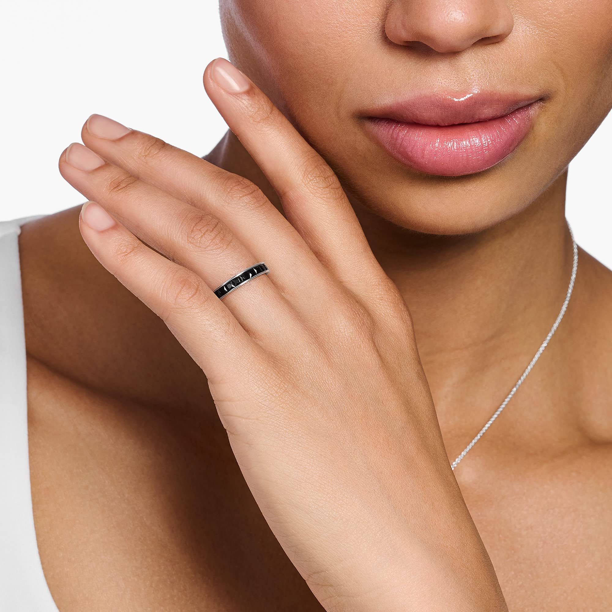 THOMAS SABO Anillo de plata de ley 925 con piedras negras pavé, ennegrecidas