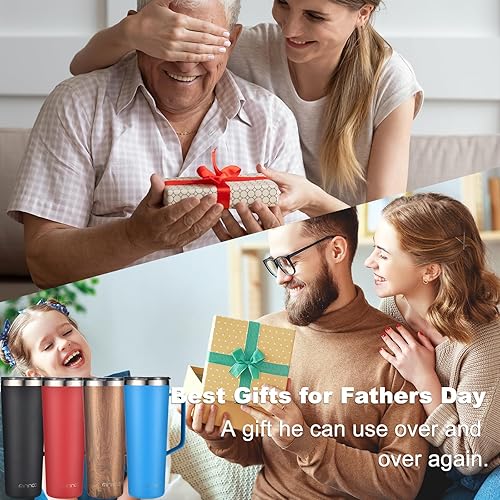 Miniatura 2 de Vaso aislado de 24 onzas con asa, taza de café aislada al vacío de doble pared con tapa y popote, a prueba de fugas (rojo)