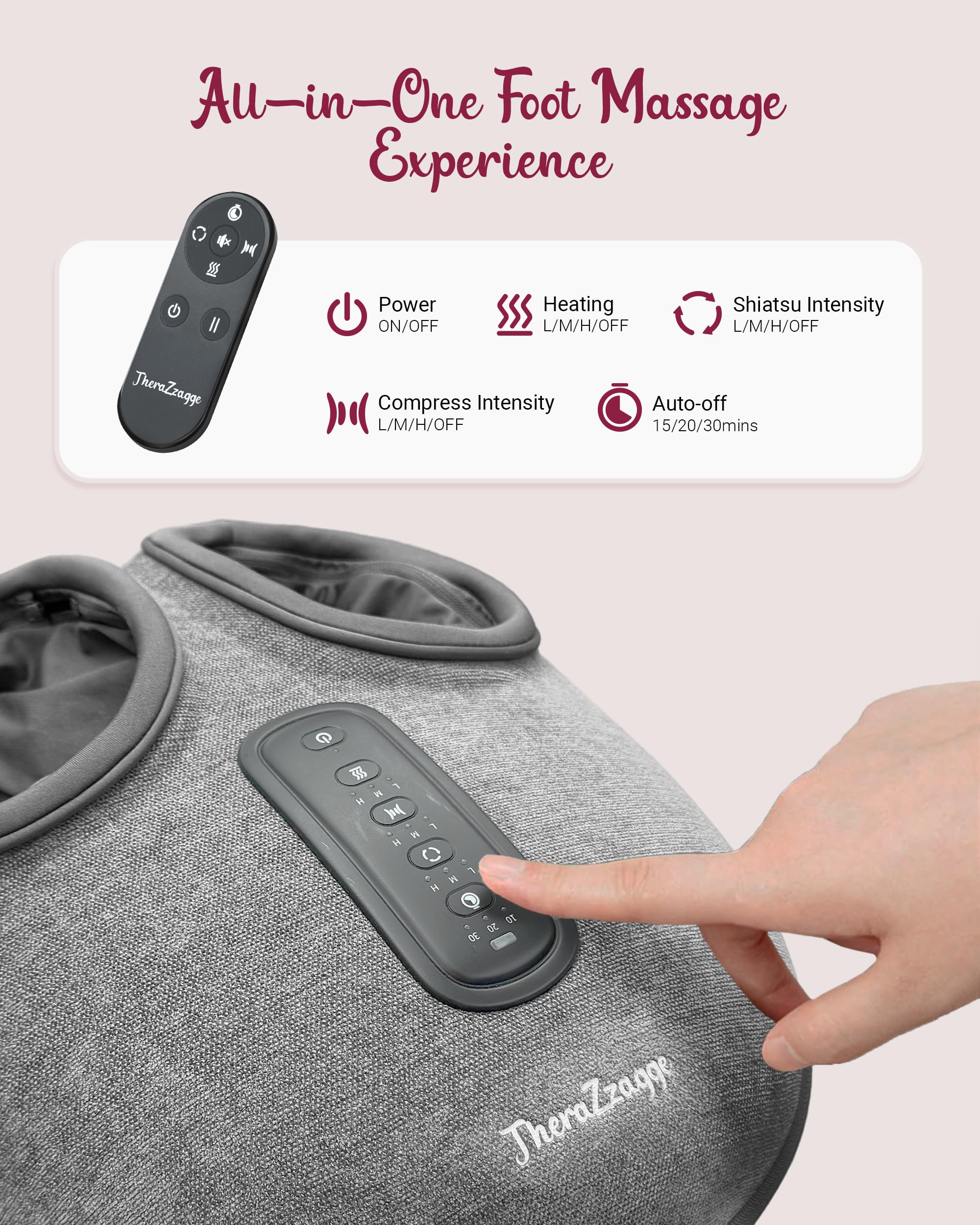 Shiatsu Foot Massager With Heat & Deep Kneading - Relieves Plantar Fasciitis, Neuropathy & Foot Fatigue - Features Adjustable Heat & 3 Compression Setting - Fits Up To Men's Size 14 - HSA/FSA Eligible - View #8