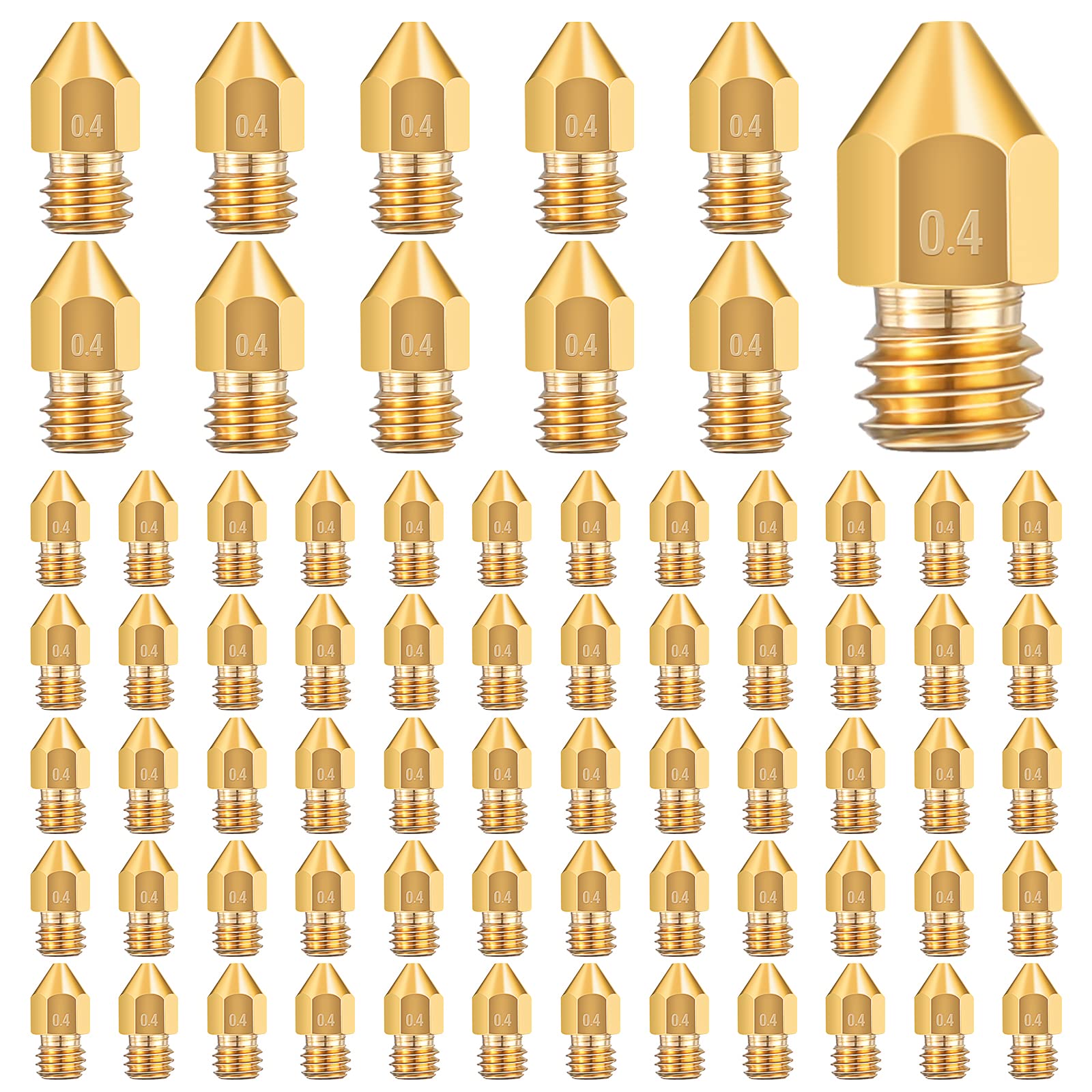 75 Pieces 3D Printer Nozzles 0.4 mm Nozzle Brass Extruder Nozzle Mk 8 Nozzle Hardened 3D Printer Tips Compatible with Makerbot, Creality Cr-10, Ender 3-image-28