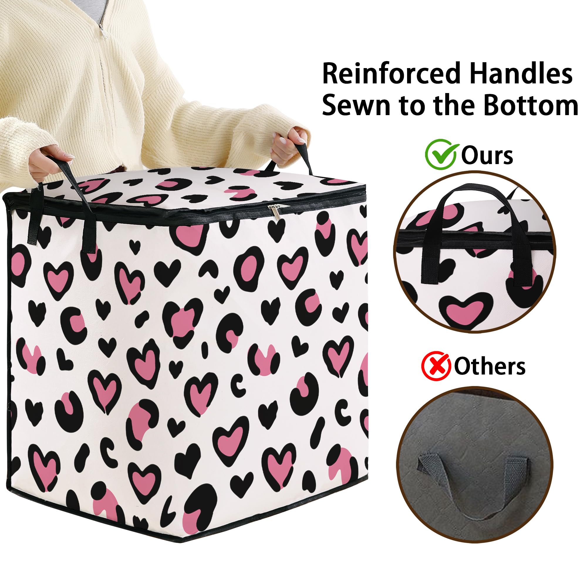 Bolsa grande de almacenamiento de edredón con cremallera, organizador de armario para ropa, mantas, edredones, almohadas, bolsas de almacenamiento de tela con asas portátiles (paquete de 2)