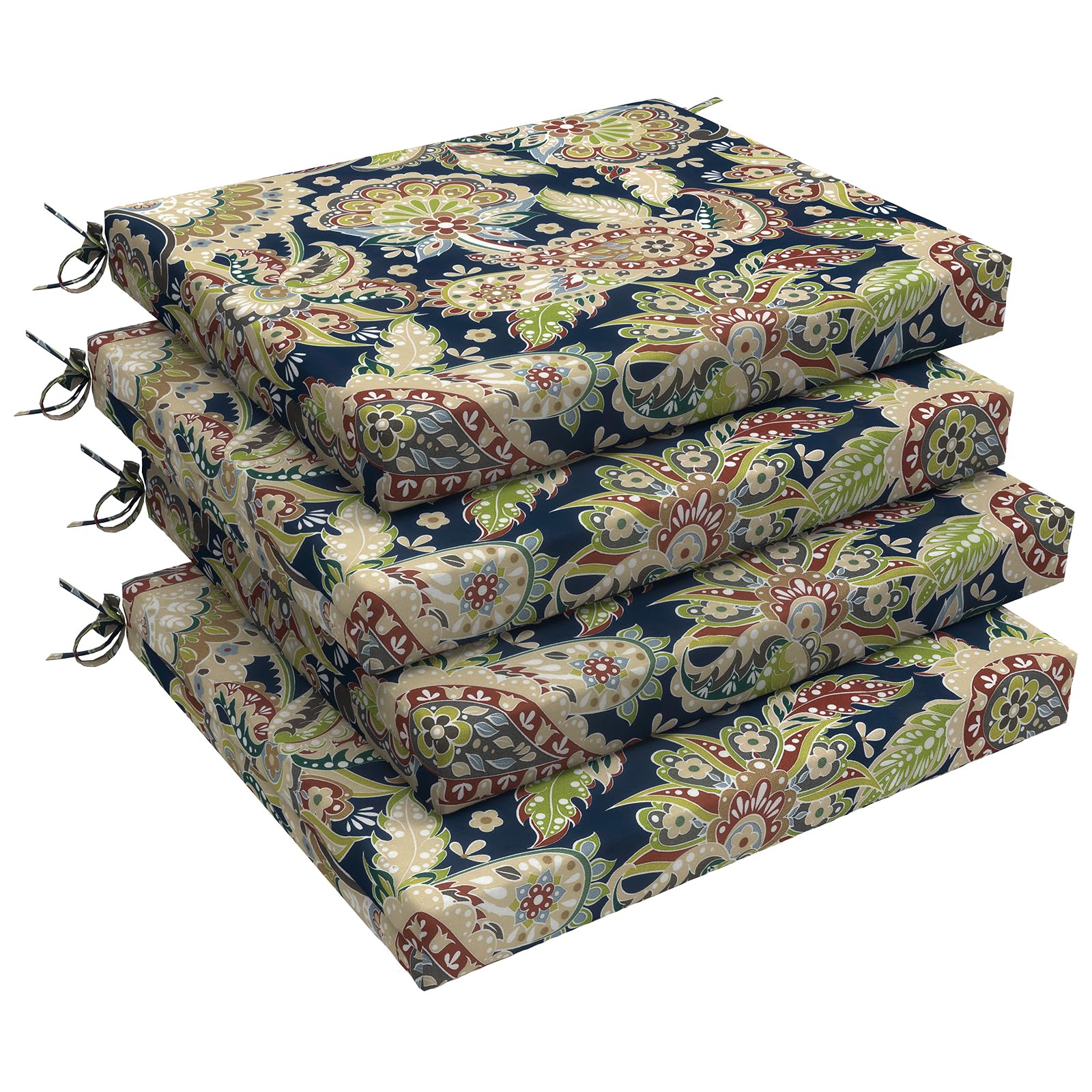 LVTXIII Outdoor Chair Cushions Set of 4 in Paisley Sapphire Blue