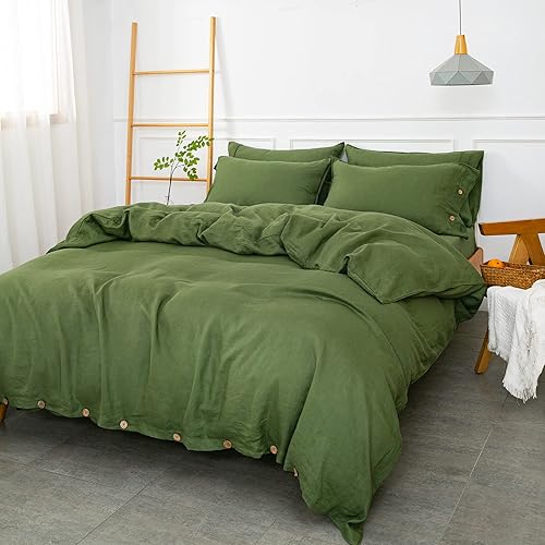 Miniatura 9 de S VICTORY SYMBOL Juego de funda de edredón de 3 piezas, 100 % lino, diseño de hilo teñido de rayas amarillas, juego de funda de edredón de lino