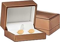 Caixa de abotoaduras de couro macio premium para homens - Caixa de presente de joias elegante com design elegante - Interior de couro com costura superior - Estojo de exibição de abotoaduras e suporte